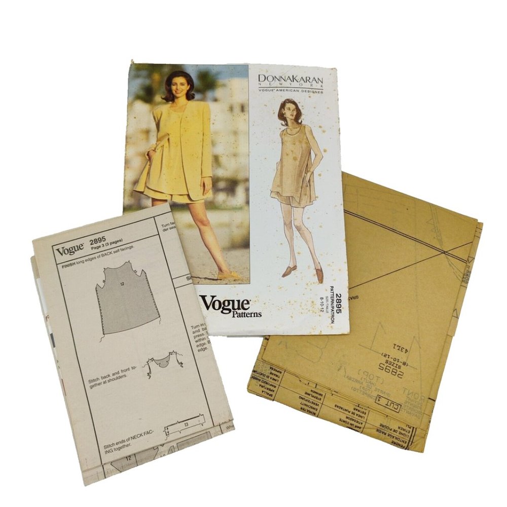 1990's VOGUE Misses' Jacket Top Shorts Donna Karan Pattern 2895 Size 8-12 UNCUT